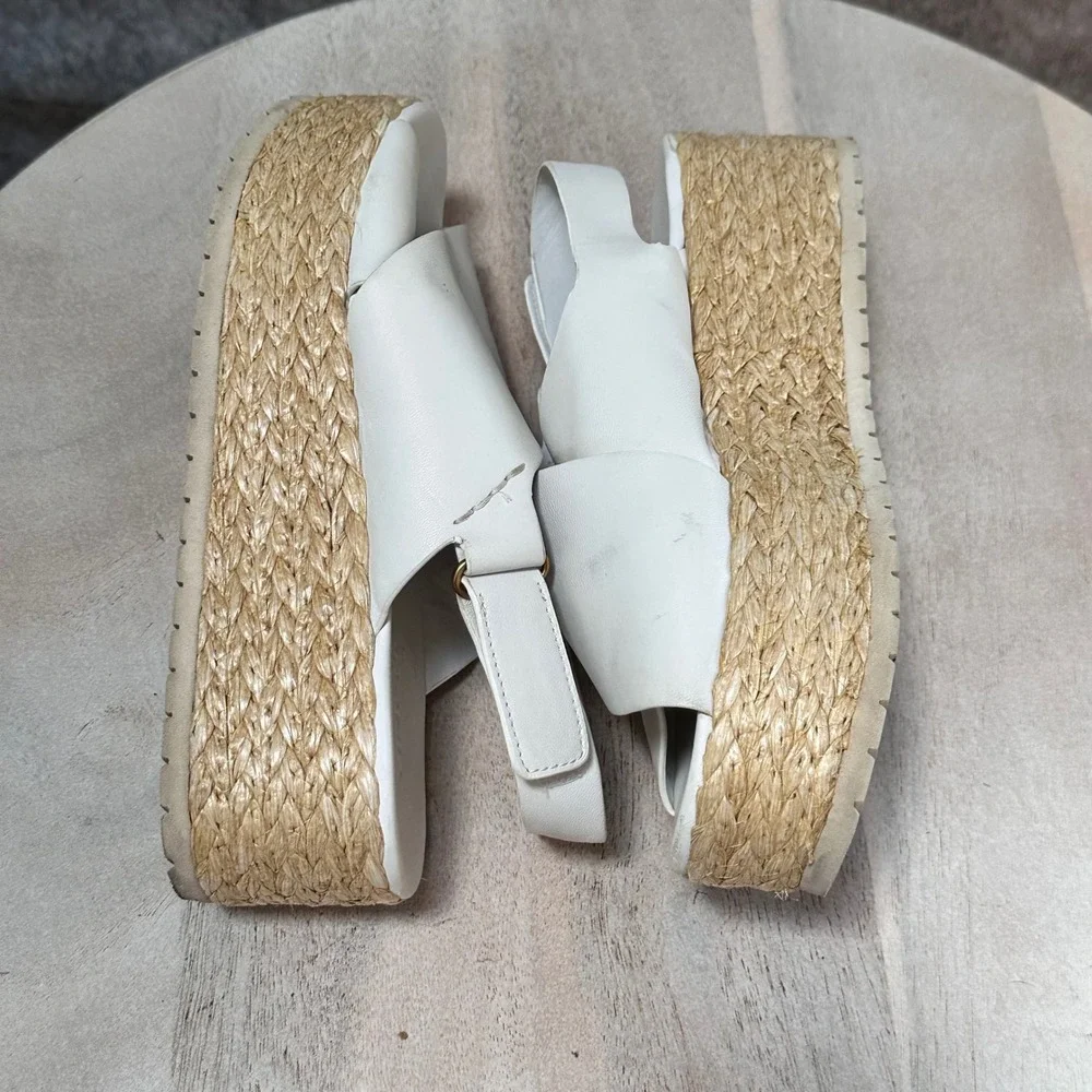 Vince Womens White Leather Platform Espadrille Sandals Slingback Size 7M EUR 37